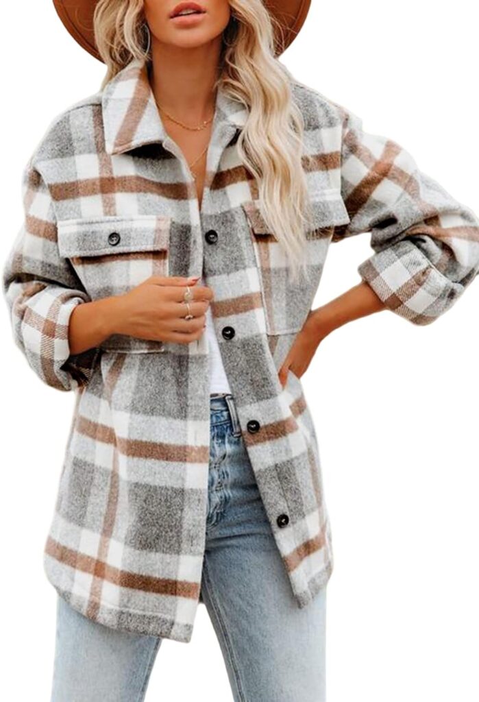Women’s Cozy Flannel Shacket for Fall Layering & Everyday Wear