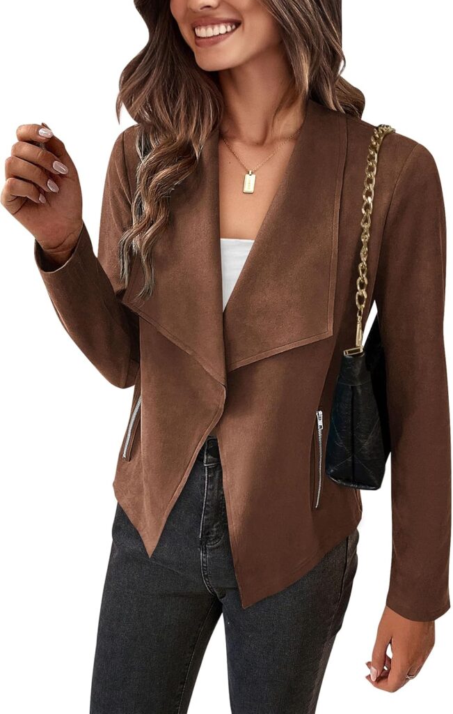 Women’s Faux Suede Jacket – Cozy Fall Outerwear for Casual Style