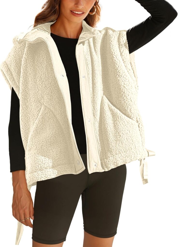 Cozy Women’s Oversized Fuzzy Fleece Vest – Warm Sherpa Sleeveless Layer