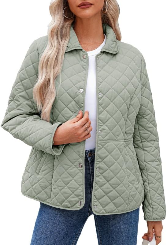 Women’s Quilted Winter Jacket with Button Front & Cozy Fit