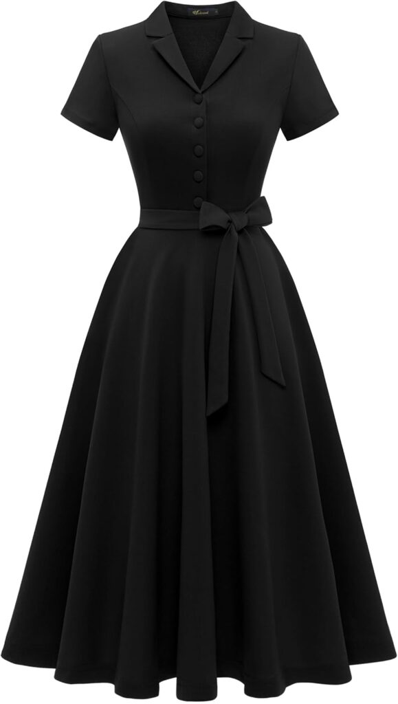 Vintage Tea Dress for Women – Short Sleeve Cocktail Party Wear