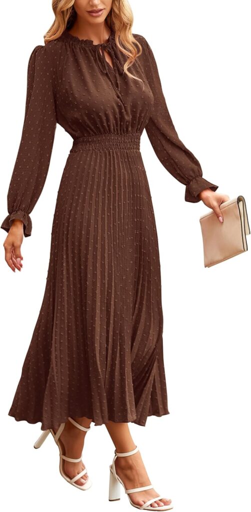 Elegant Midi Dress for Women – Modest Casual Long Dress for Spring Fall