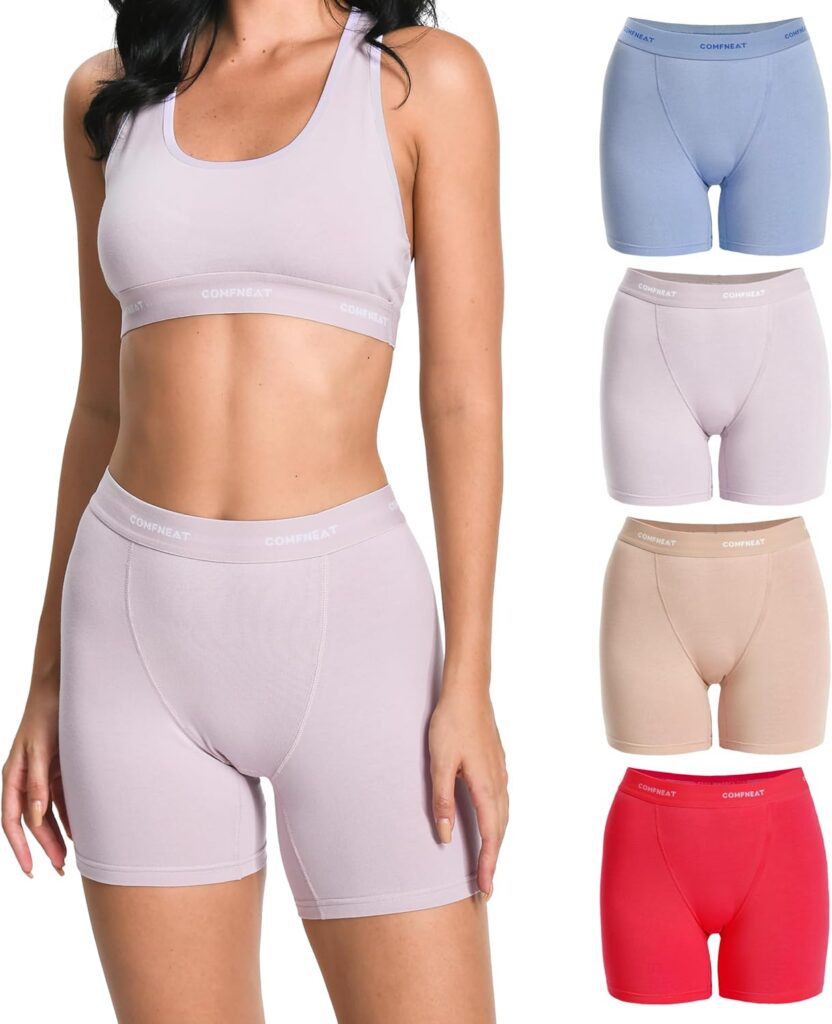 Women’s Cotton Spandex Boyshorts – 4-Pack Comfort Boxer Briefs