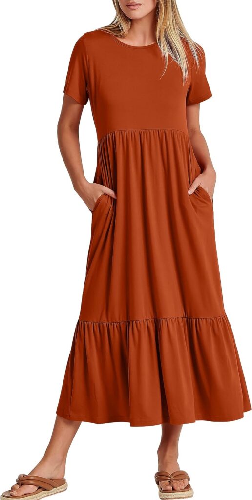 Tiered A-Line Maxi Dress for Women – Casual Summer Midi