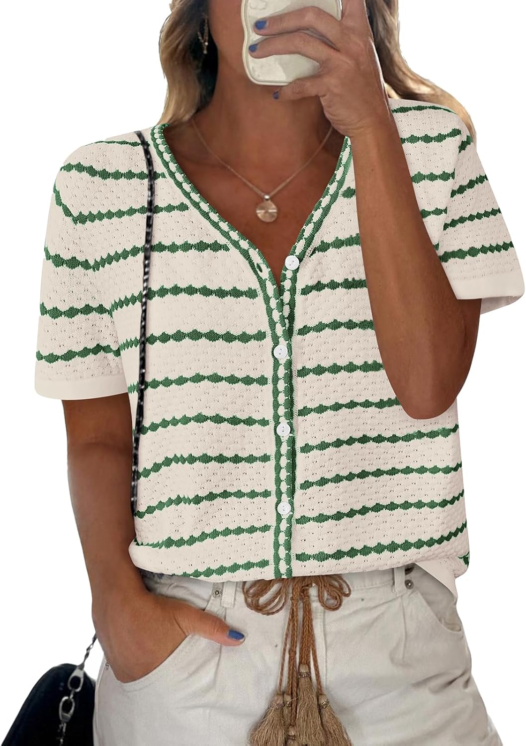 Crochet Knit Top for Women – Lightweight Spring Summer Sweater