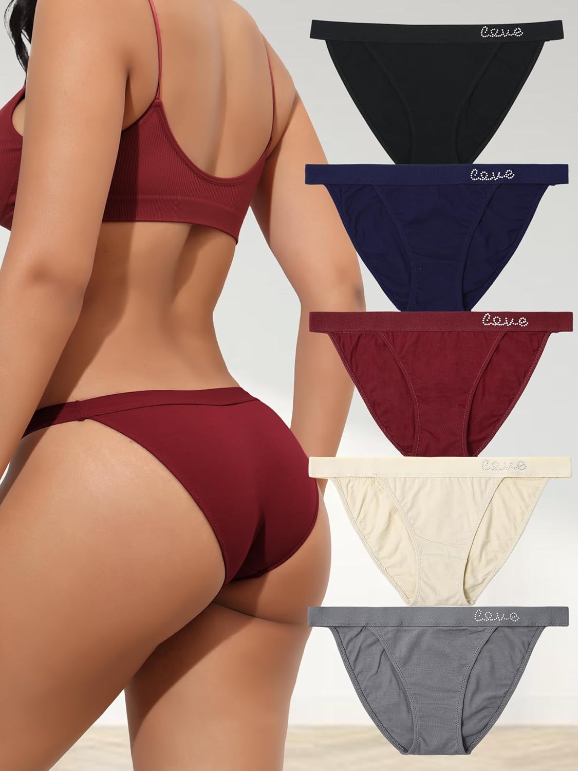 Women’s Rhinestone Halter Bikini Set – Low Rise Dot Underwear