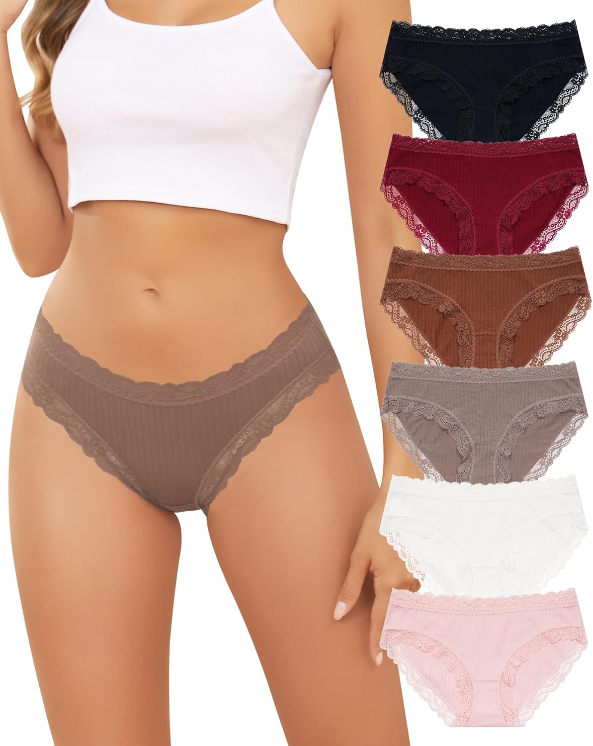 Women’s Cotton Lace Cheeky Bikini Panties – Soft & Breathable Underwear