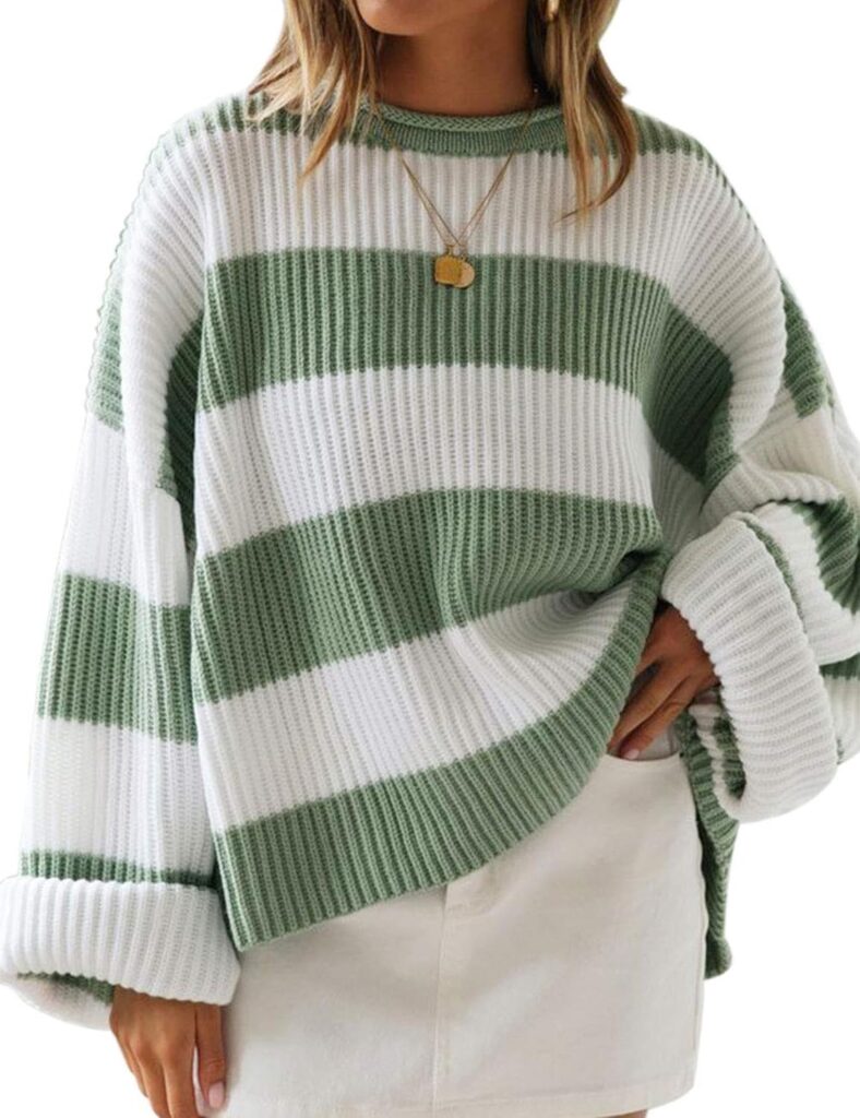 Striped Oversized Long Sleeve Top for Modest Fashion