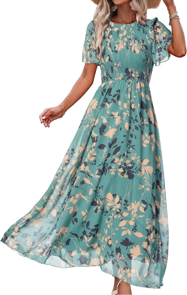 Flowy Boho Maxi Dress for Women: Floral Print Summer Casual