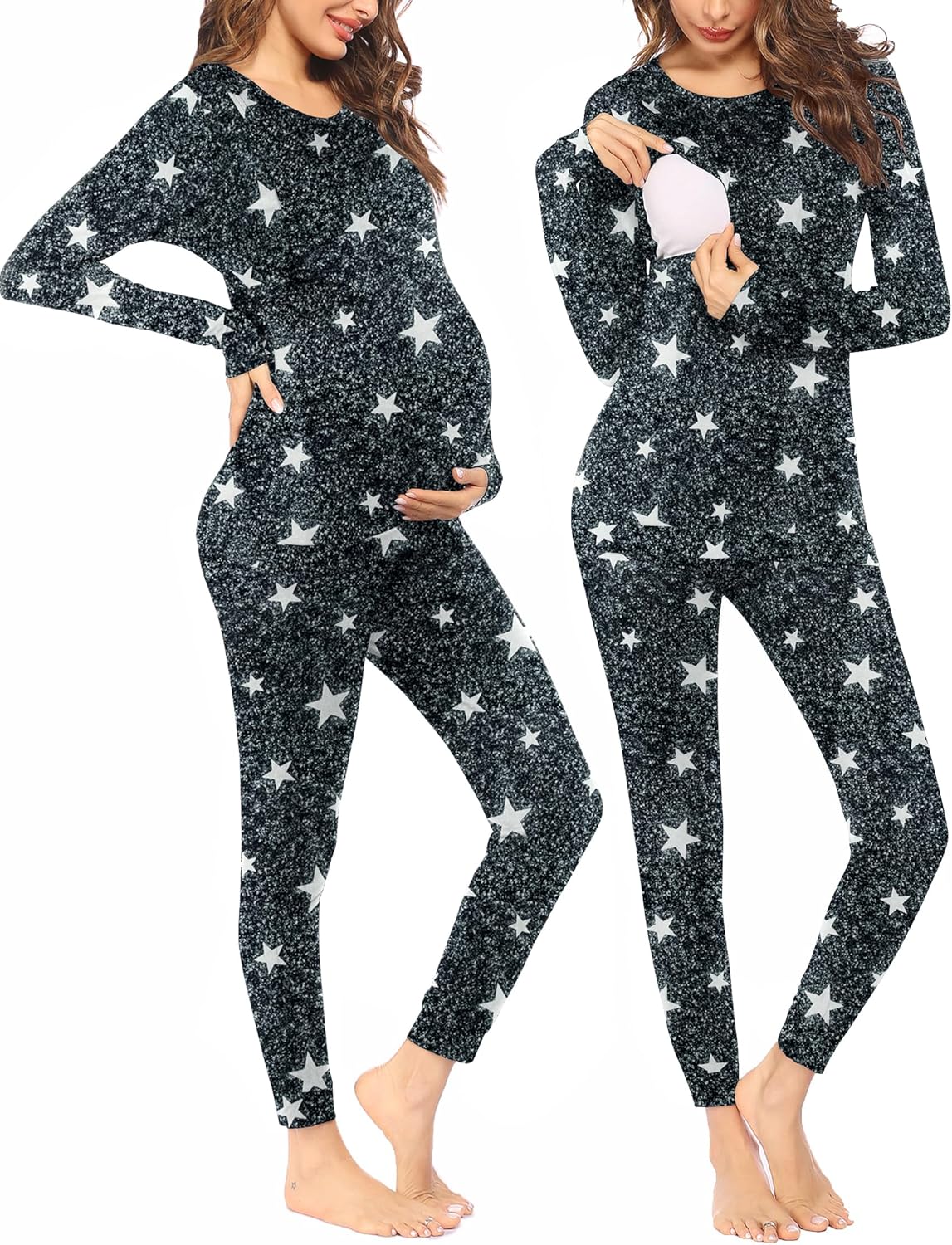 Soft Nursing Pajama Set for Postpartum Comfort & Easy Feeding