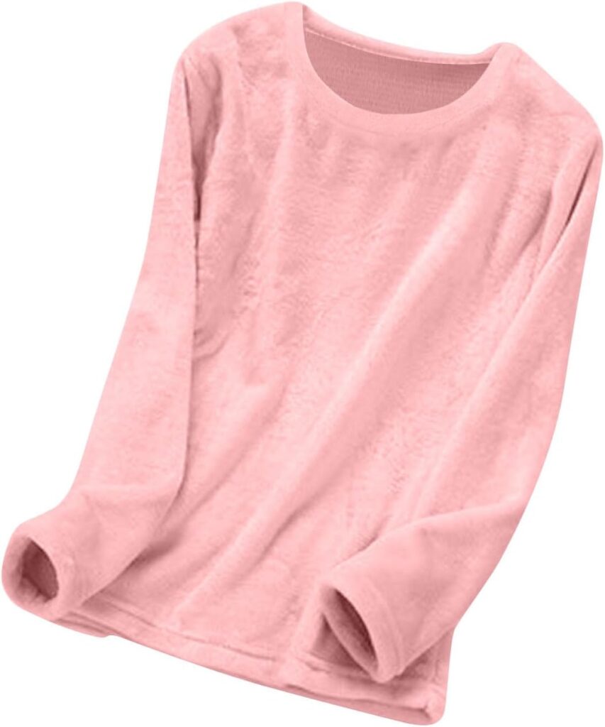 Cozy Fleece Flannel Pajama Top for Women – Soft Long Sleeve Sleepwear