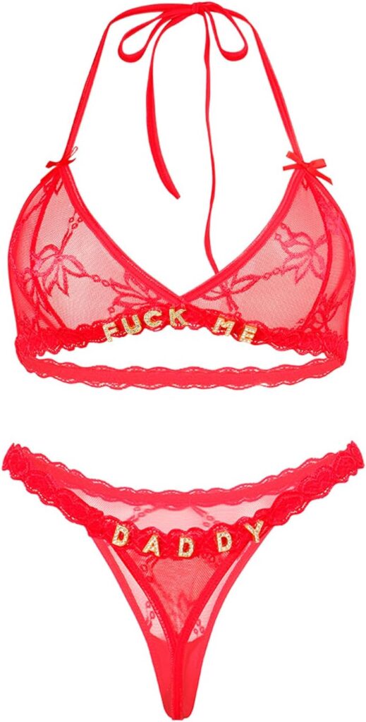 Seductive Rhinestone Lace Bra & Panty Set for Women