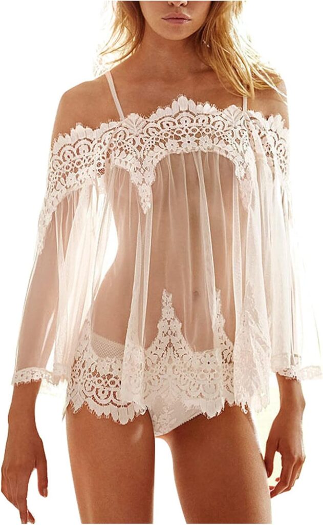 Sheer Off-Shoulder Nightie: Sexy Chiffon Babydoll for Women