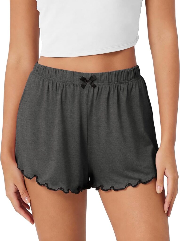 Women’s Cotton Ruffle Sleep Shorts – Soft & Breathable Summer Pajamas