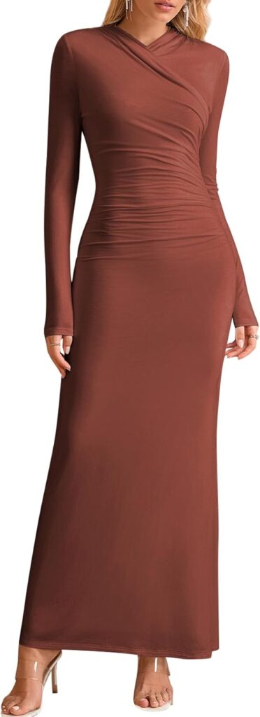 Elegant Long Sleeve Formal Dress for Wedding Guests & Women