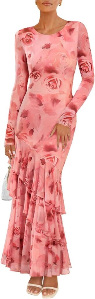 Elegant Floral Bodycon Dress for Wedding Guests & Spring Events