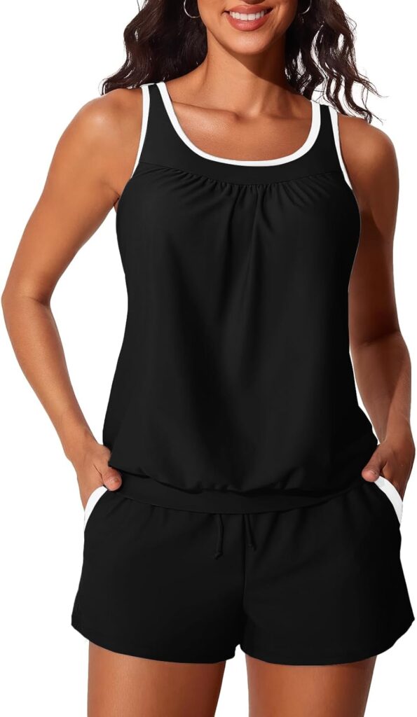 Tummy Control Tankini Swimsuit for Women – Flattering Blouson Fit