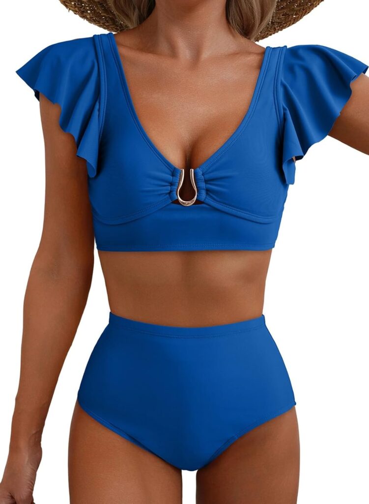 High Waisted Ruffle Bikini Set for Women – Flattering 2 Piece Swimwear