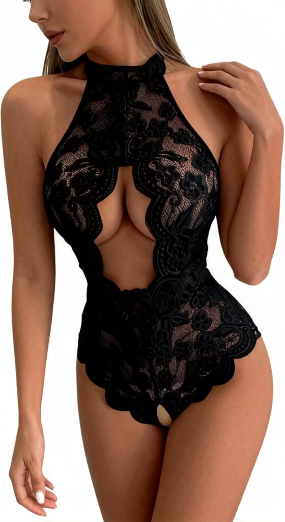 DITSONEO Women’s Underwear, Pajamas, Backless Sexy Lace Holl…