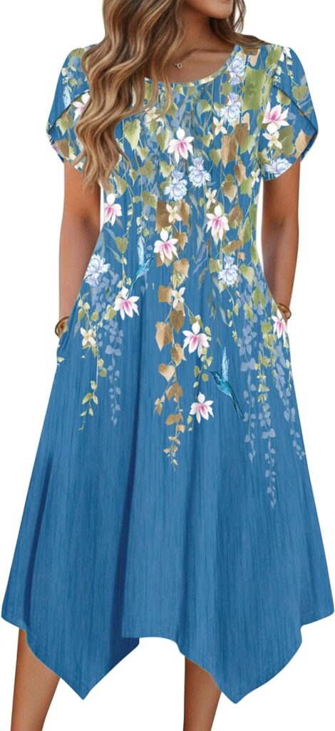 Zeagoo Womens Casual Dress for Summer Short Sleeve Loose Flo…
