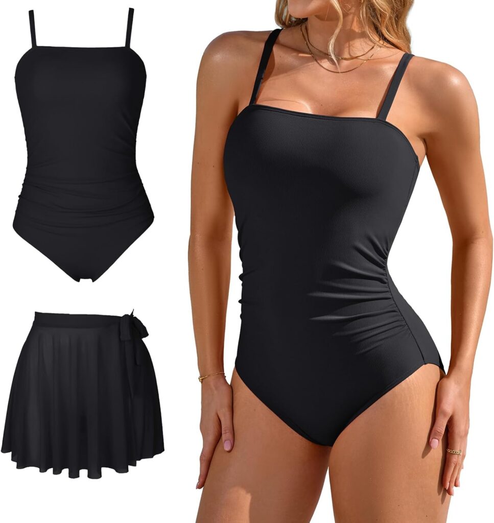 Women’s One Piece Swimsuit with Skirt – Tummy Control & Modest Fit