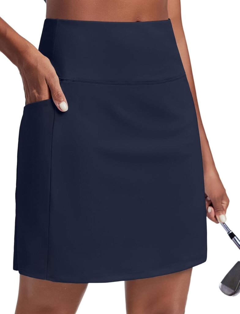 PINSPARK 19″ Knee Length Skorts for Woman UPF 50+ Golf Skirt…