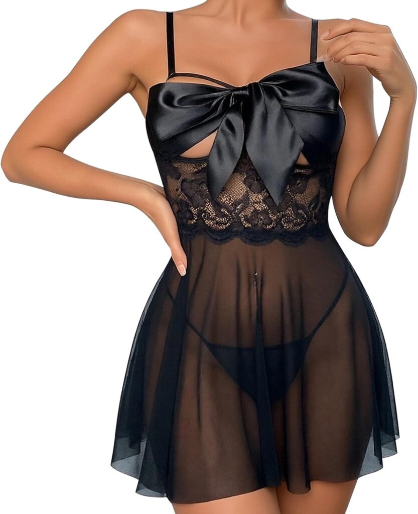 Famstar Sexy Lingerie for Women Front-Tie Bow Knot Bandeau S…