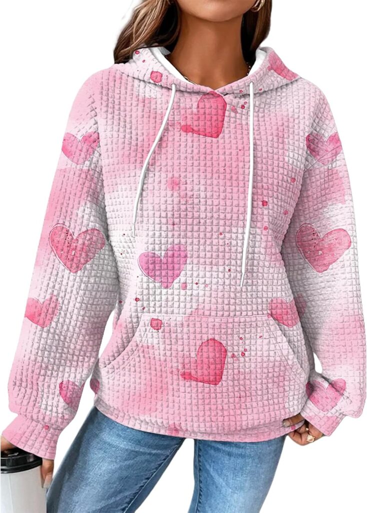 MARSVOVO Cute Waffle Hoodies for Women Fall Dressy Casual Pu…