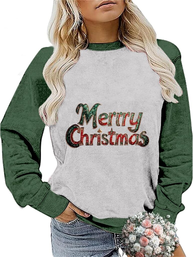 MARSVOVO Merry Christmas Long Sleeve Shirts for Women Funny …