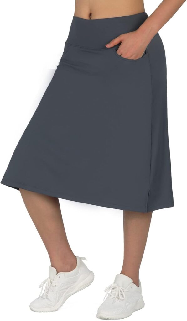 Women’s Midi Skort with 3 Pockets – Modest Skirt Shorts for Active Wear