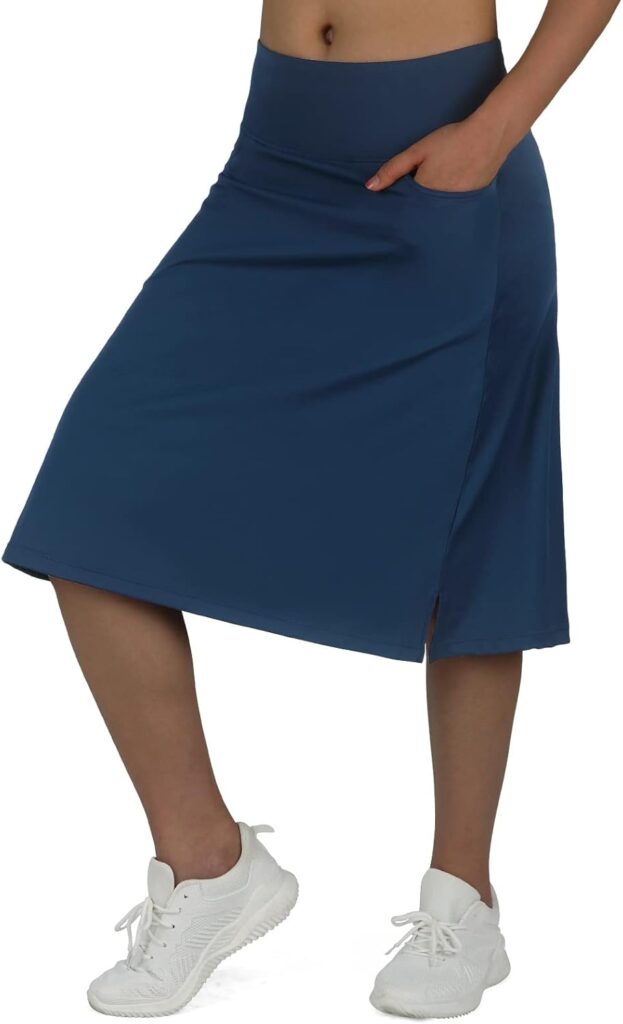 Women’s Midi Skort with Pockets – Modest Skirt Shorts for Active Wear