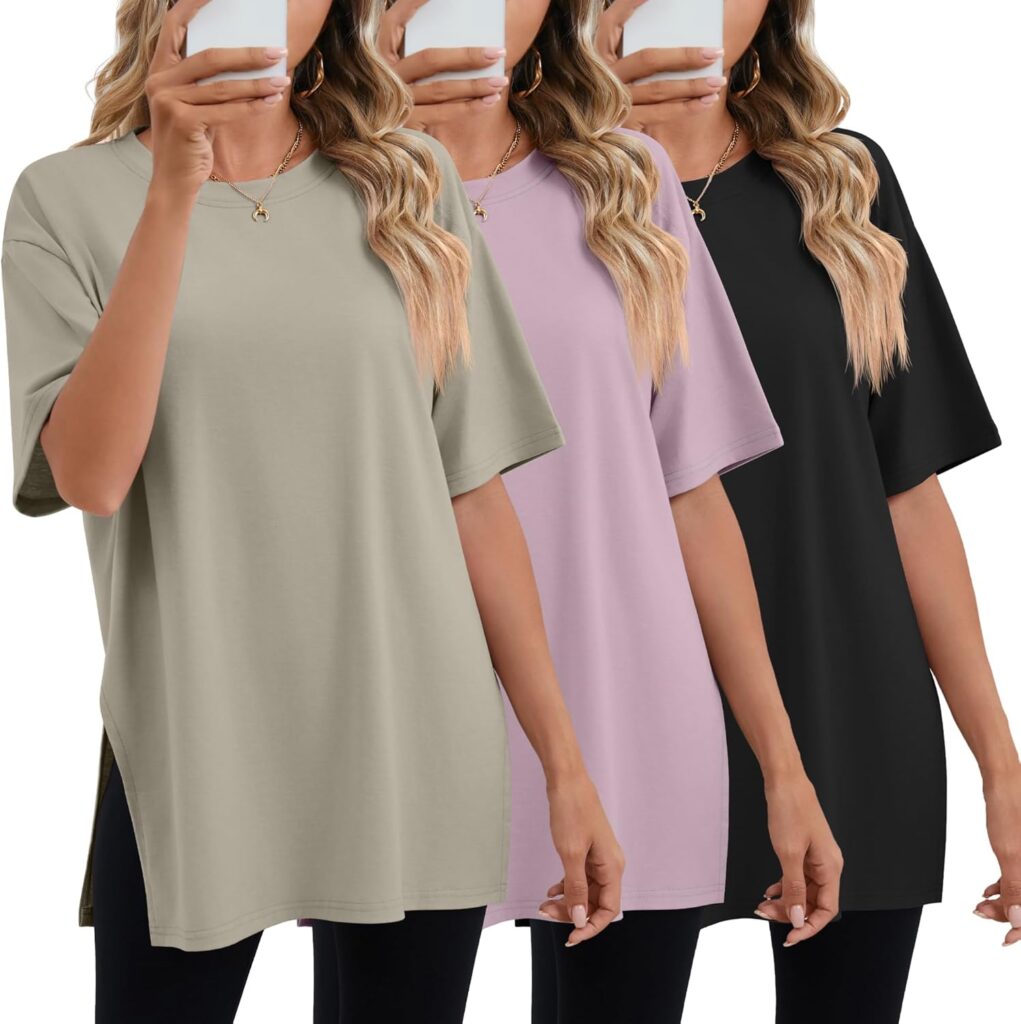 3-Pack Women’s Oversized Gym Tees – Loose Fit Short Sleeve Shirts