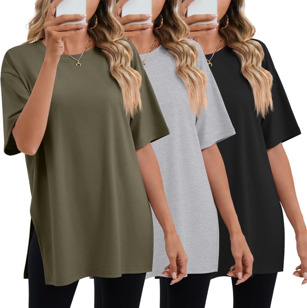 Women’s Oversized Gym T-Shirts 3-Pack for Relaxed Fit Workouts