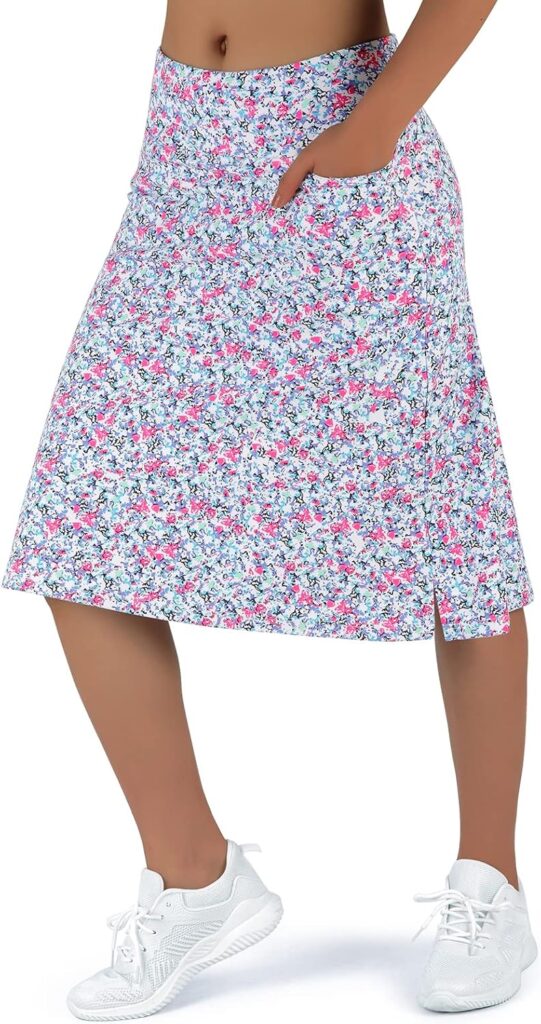 Women’s Midi Skort with Pockets – Modest Skirt Shorts for Active Wear