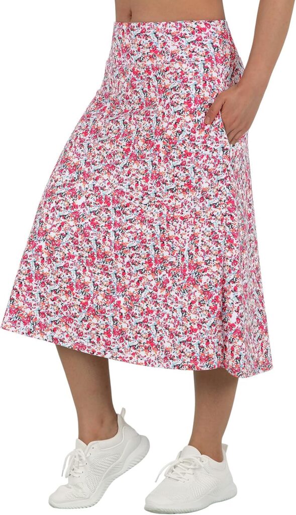 Women’s Long Skort with Pockets – 28″ Modest Skirt Shorts for Activewear