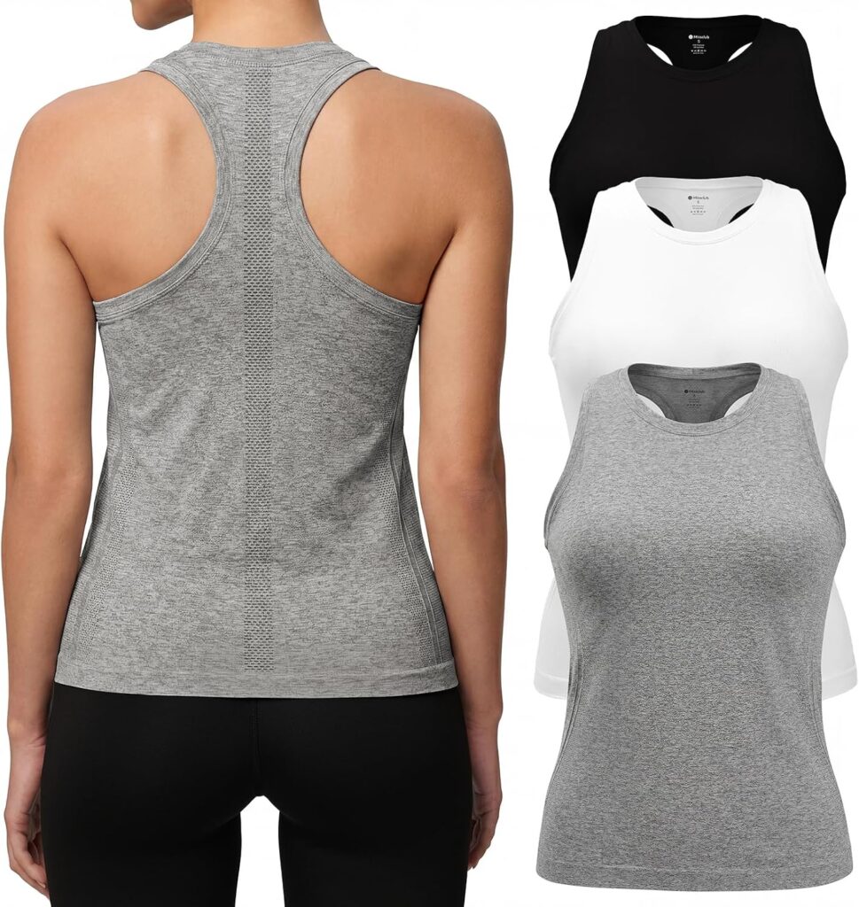 Seamless Racerback Workout Tanks for Women – 3 Pack