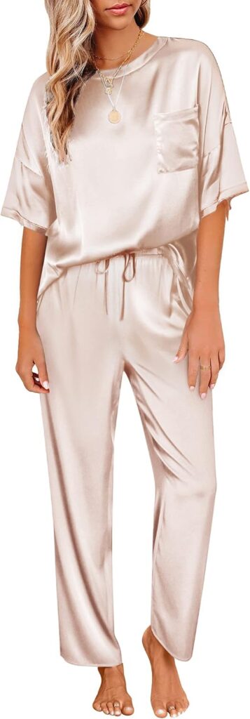Silky Satin Pajama Set for Women – 2 Piece Luxurious Lounge Wear