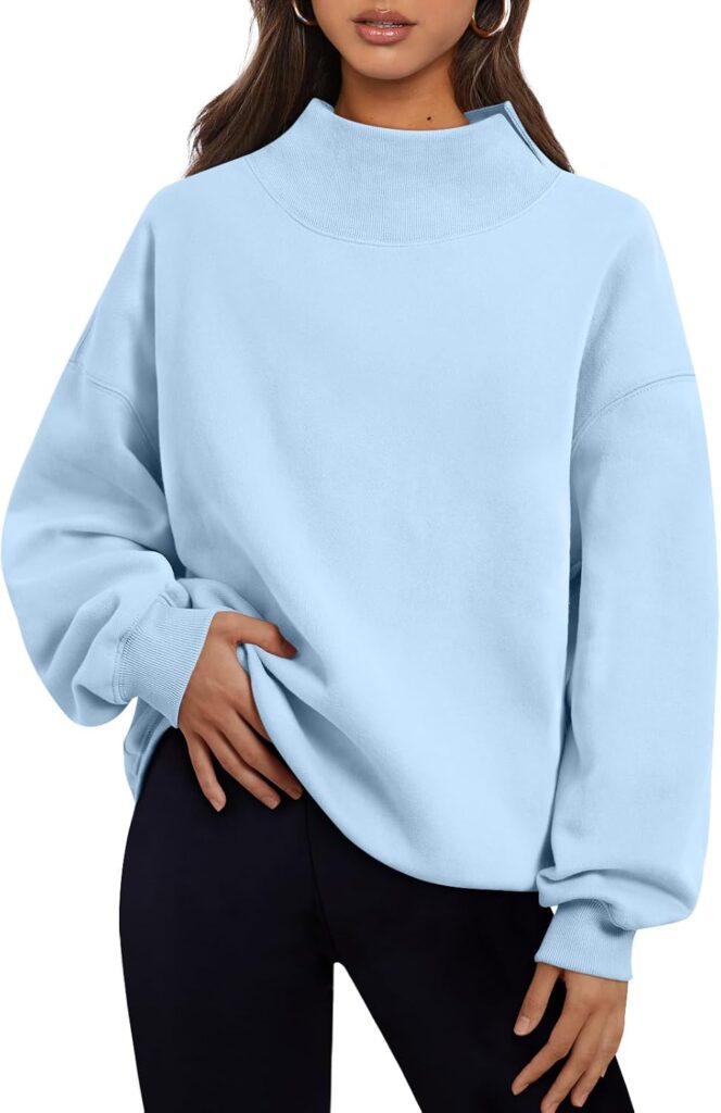 Oversized Mock Neck Sweatshirt for Women – Trendy Pullover Outerwear