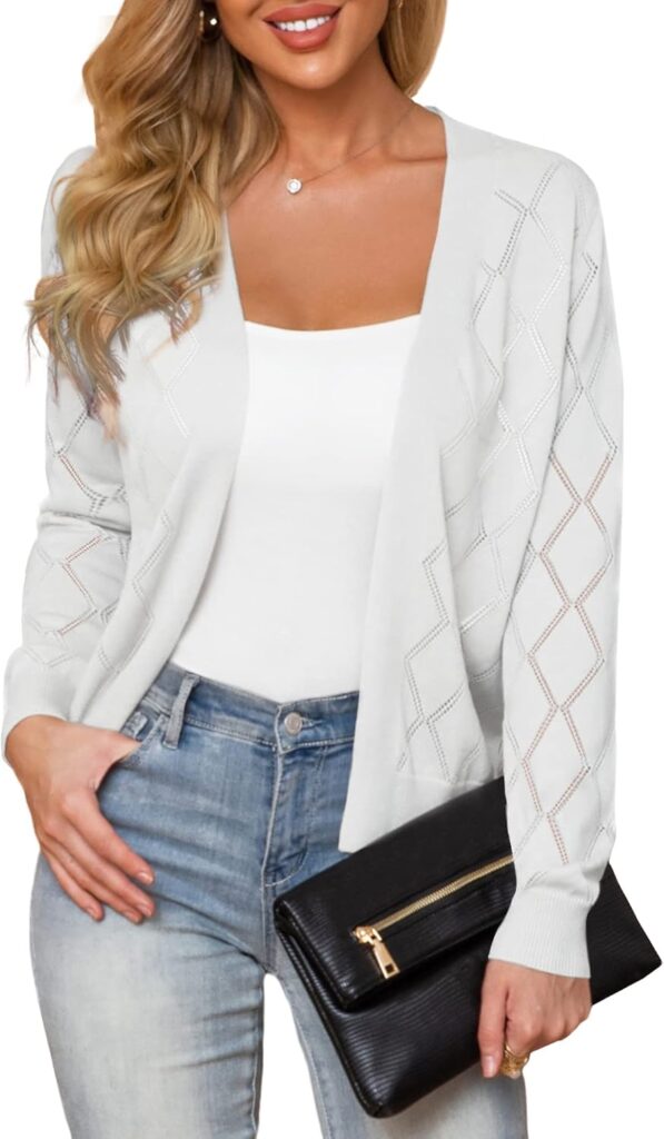 Women’s Cropped Bolero Cardigan – Long Sleeve Knit Shrug for Layering