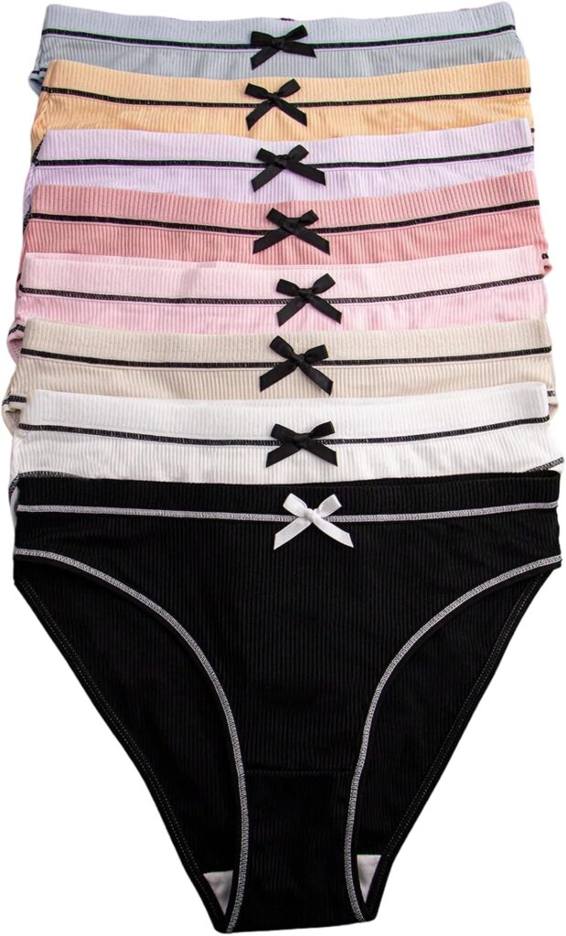 Women’s 8 Pack Mid Rise Bow Underwear – Comfortable Cotton Panties