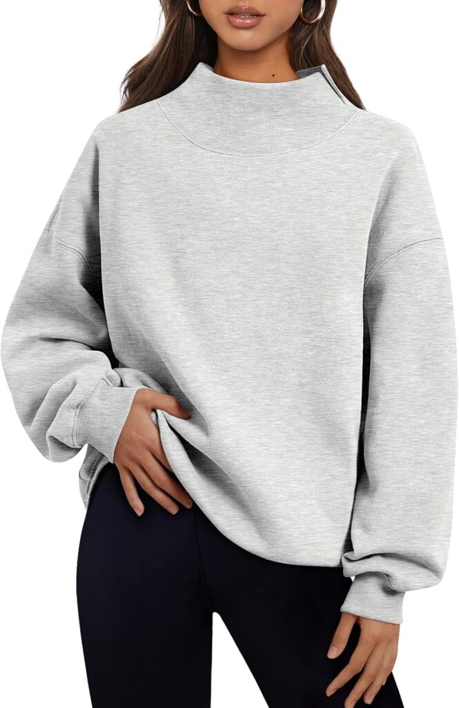 Women’s Oversized Mock Neck Sweatshirt – Cozy Pullover for Casual Style