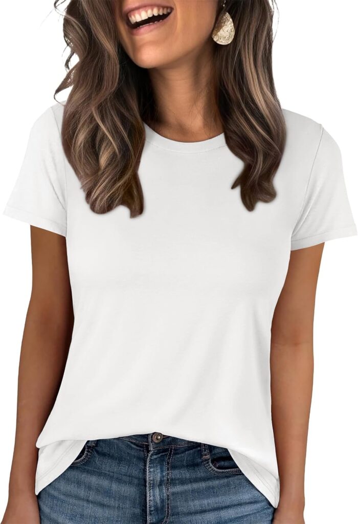 ANRABESS Women’s Wrinkle-Free Short Sleeve Summer Top – No-Iron Basic Tee
