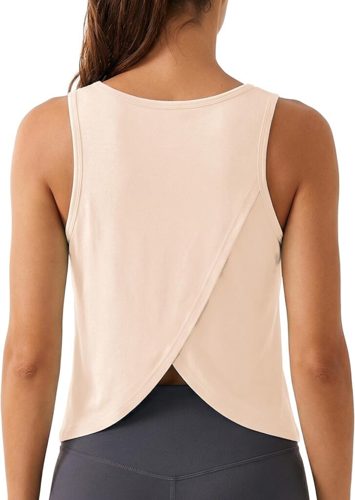 Women’s V-Neck Cropped Workout Top with Open Back for Yoga and Gym