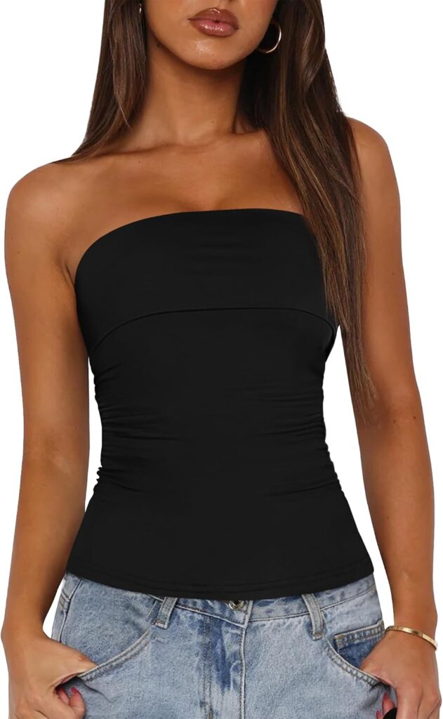 Womens Strapless Tube Top That Stays Put – Going Out Summer Outfit Essential
