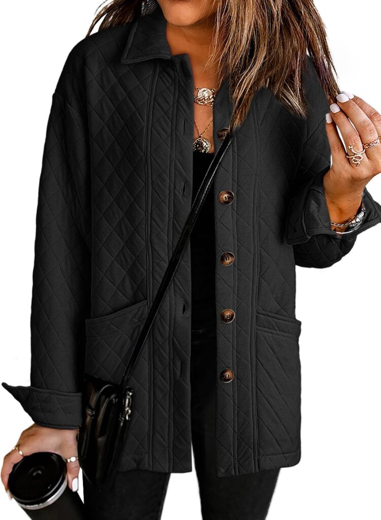 Dokotoo Women’s Quilted Lightweight Button Jacket – Casual Outerwear