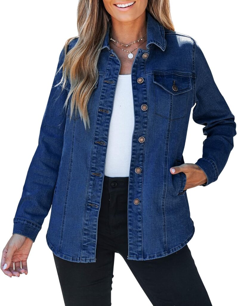 Women’s Fashion Denim Jacket by luvamia – Classic Jean Jacket for Everyday Style