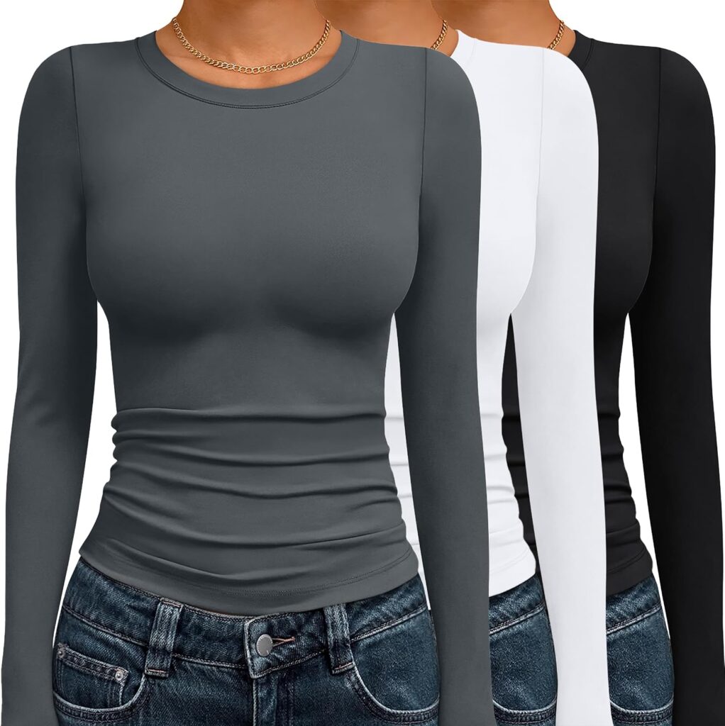 3-Pack Women’s Long Sleeve Underscrub Shirts – Basic Tees for Layering