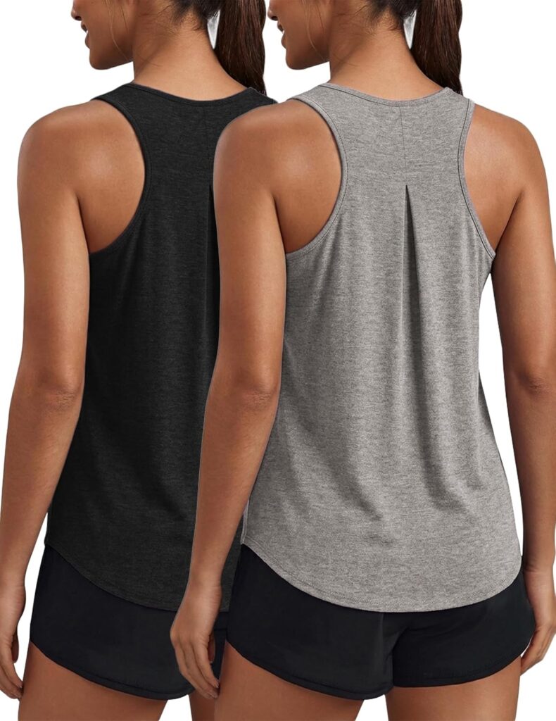 Women’s Racerback Tank Tops for Workout – Pack of 3, Breathable & Moisture-Wicking