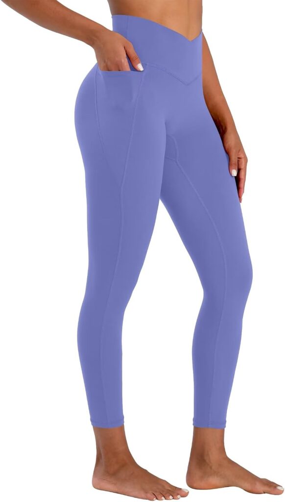 Sunzel Women’s No Front Seam Crossover Waist Leggings for Workout & Yoga