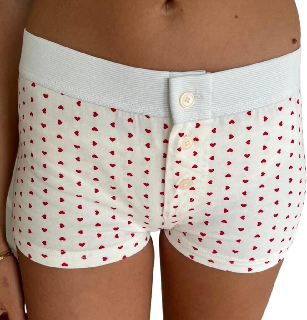 Seyumixi Women’s Cute Print Boyshorts Underwear with Button Elastic Waist